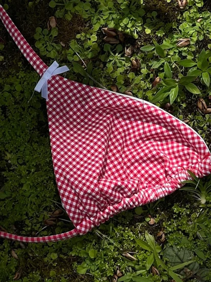 Plaid Chic Bow Micro Bikini - Image 5