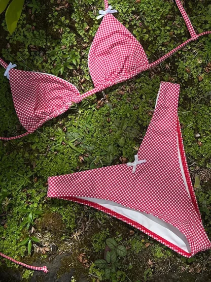 Plaid Chic Bow Micro Bikini