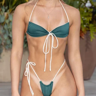 String Halter Solid Micro Bikini