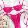 Sexy Pink Ruched Micro Bikini - Image 3