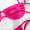 Sexy Pink Ruched Micro Bikini - Image 5